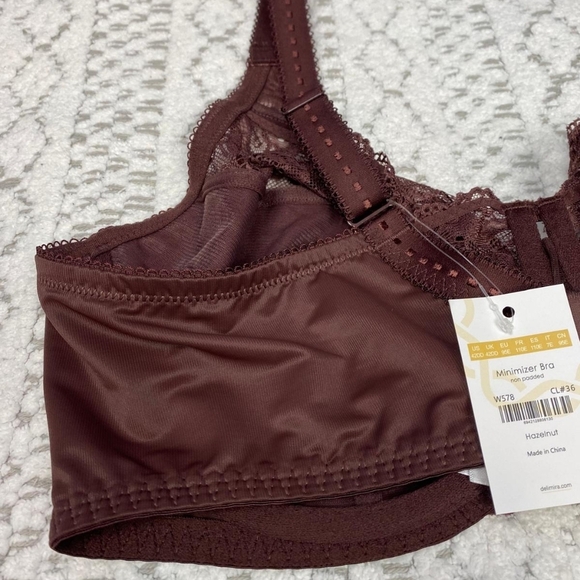 Delimira Bra Womens 42DD Underwire Lace Detail Full Cup Back Hook Underlined - Picture 6 of 13
